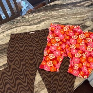 Brown and Pink Patterned bell bottoms